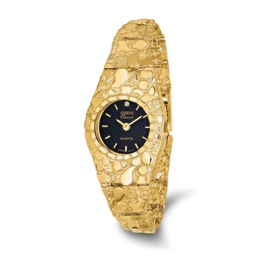 Ladies 10k Black 22mm Dial Nugget Watch